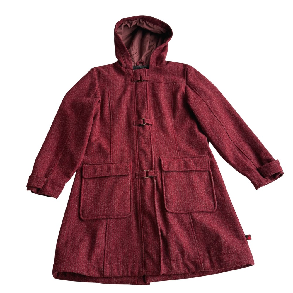 Woolrich Wool‎ Ruby Heather Shadow Stripe Lined Hooded Zip Parka Stadium Coat M